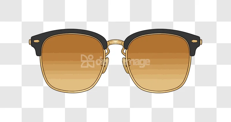 Classic Sunglasses Clubmaster Style Gold Frame: black and gold frame, gradient brown lenses