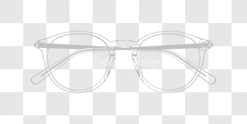 Clear Retro Glasses Outline Icon Graphic, gray line art, transparent background
