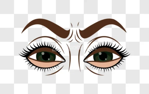 Closeup Angry Eyebrows Green Eyes