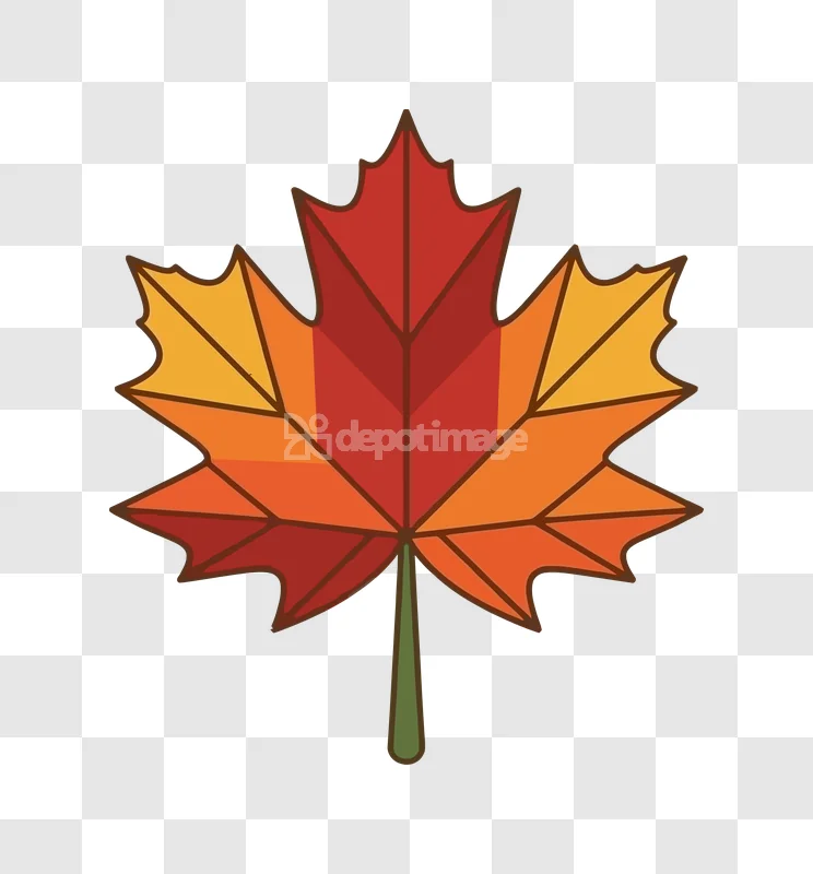 Colorful Maple Leaf Vector Fall Art vibrant red orange transparent