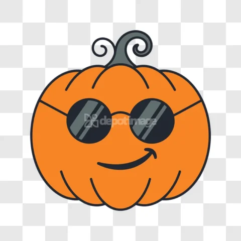 Cool Pumpkin Sunglasses Halloween Cartoon Icon