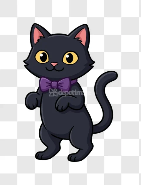 Cute Black Cat Halloween Bow Tie Cartoon