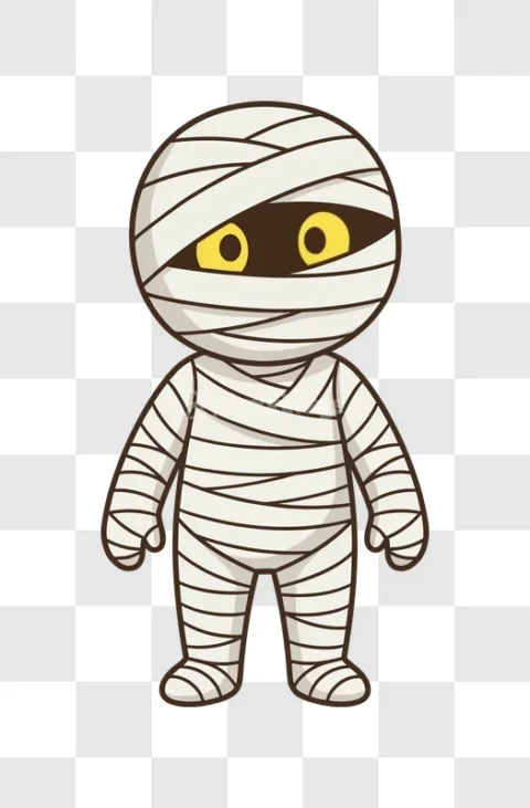 Cute Chibi Halloween Mummy Cartoon Character