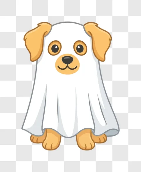 Cute Dog Ghost Halloween Costume Cartoon
