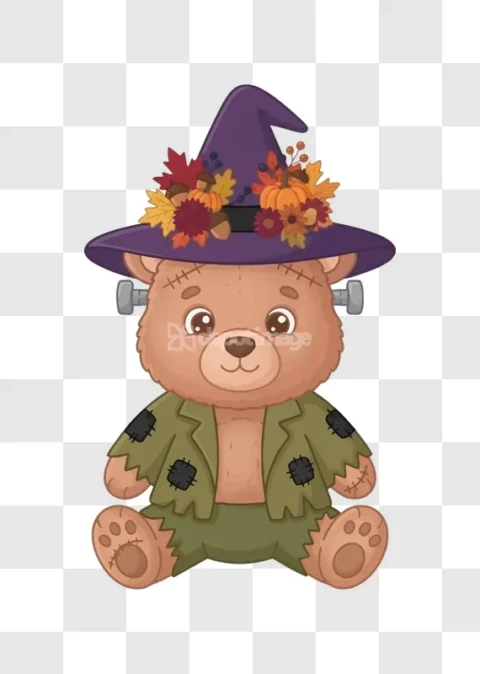 Cute Frankie Bear Halloween Witch Hat Autumn Decor