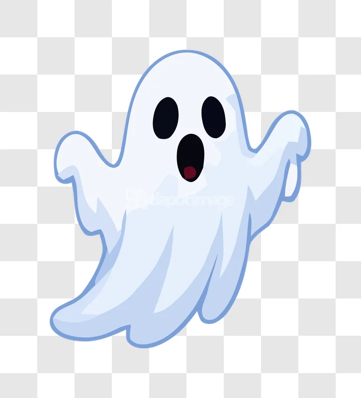 Cute Ghost Cartoon Vector Scared Icon white ghost blue outline surprised