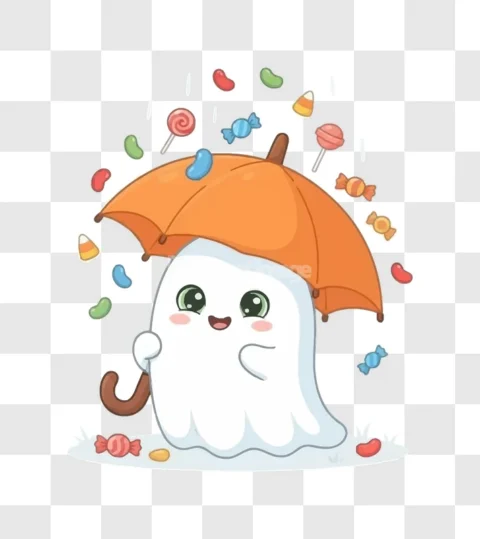 Cute Ghost Halloween Candy Rain Umbrella Sweet