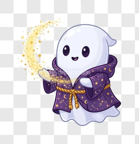 Cute Ghost Wizard Magic Stars Halloween