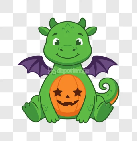 Cute Green Dragon Halloween Pumpkin
