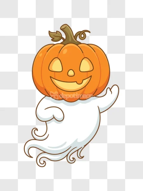 Cute Jack O Lantern Ghost Halloween Cartoon