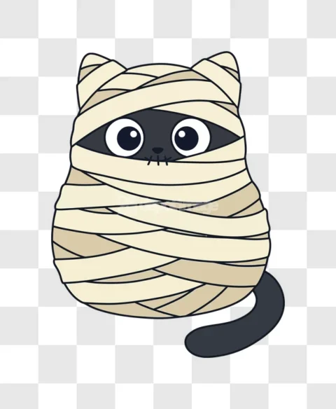 Cute Mummy Cat Halloween Costume Cartoon