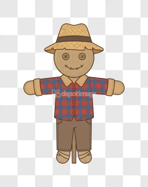 Cute Scarecrow Cartoon Vector Illustration