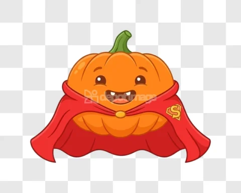 Cute Superhero Pumpkin Red Cape Halloween Smile