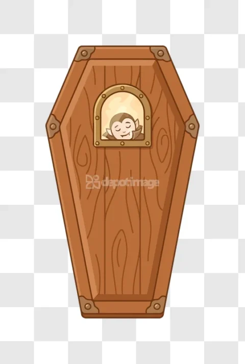 Cute Vampire Coffin Cartoon Halloween Character Sleepy
