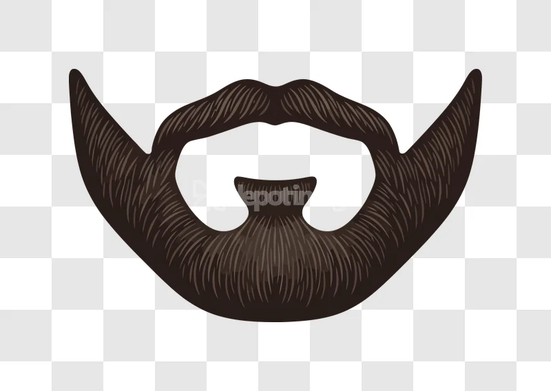 Dark Brown Beard Mustache Goatee Icon: dark brown, detailed, transparent PNG