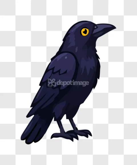 Dark Purple Cartoon Crow Vector Art