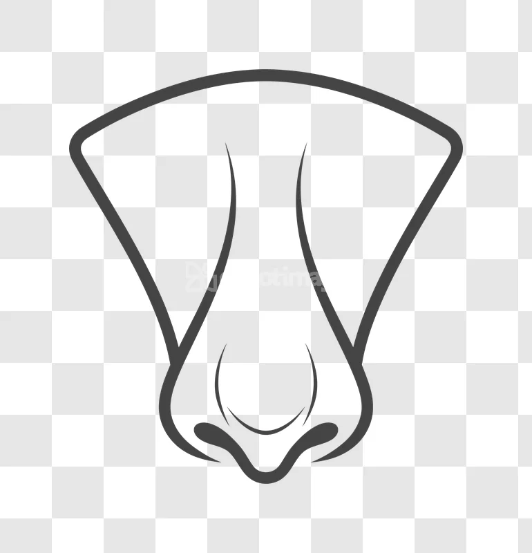 Dog Nose Snout Animal Line Art simple gray outline on black