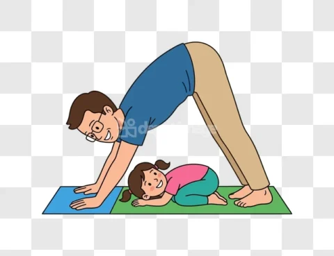 Father Daughter Yoga Poses Smiling