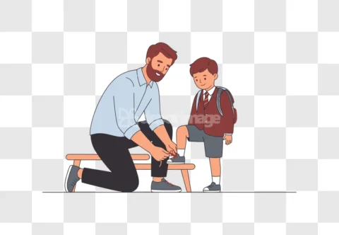 Father Son School Shoes Cartoon