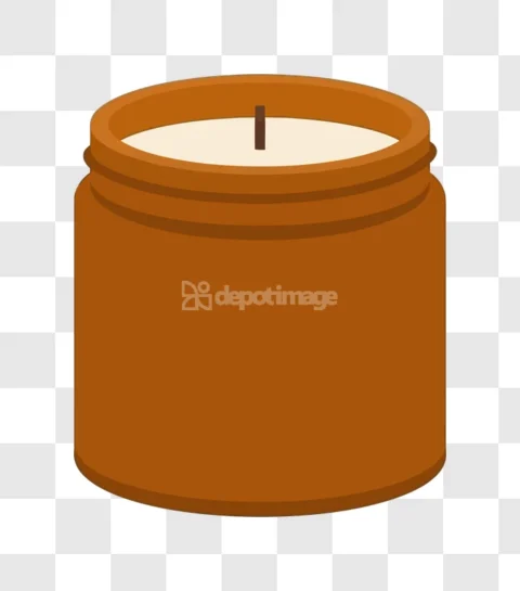 Flat Design Brown Candle Jar Vector