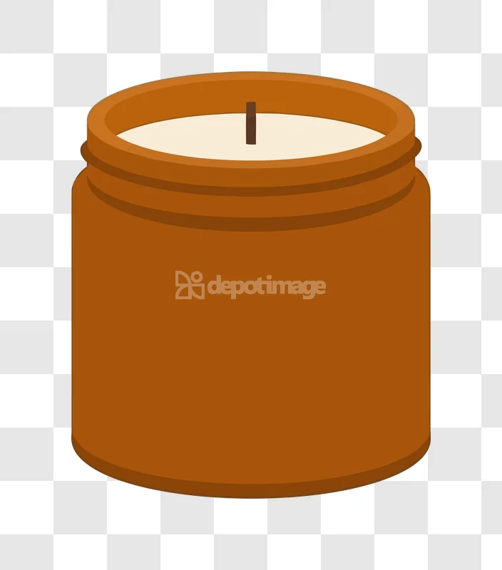Flat Design Brown Candle Jar Vector flat style brown transparent