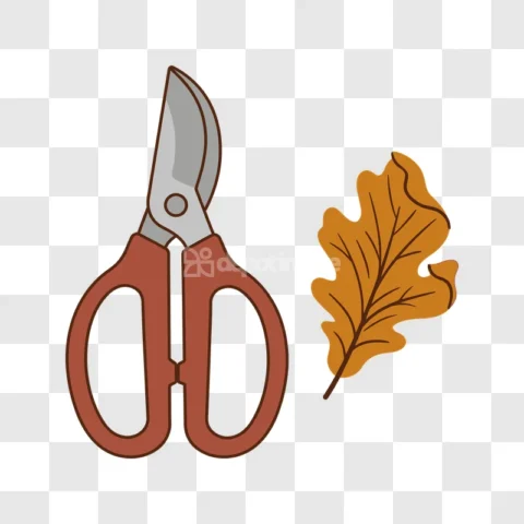 Garden Pruning Shears Autumn Leaf Vector Art