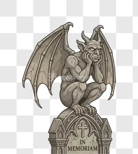 Gargoyle Statue Gothic Halloween Creature Memorial Stone