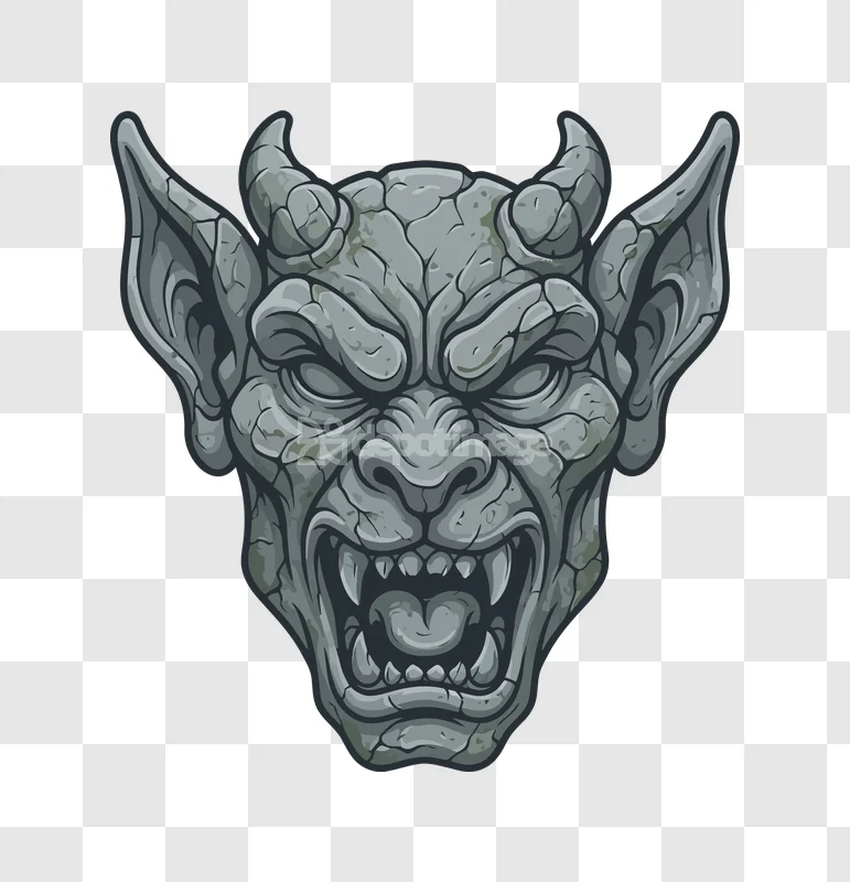 Gargoyle Stone Head Gothic Halloween Creature Demon cracked stone texture menacing expression