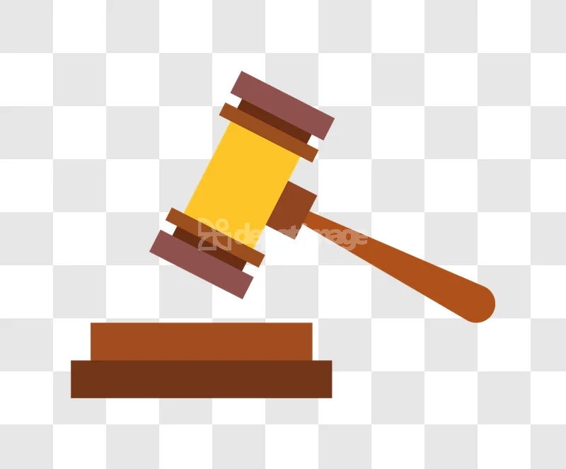 Gavel Auction Judgment Law Justice flat design brown yellow transparent
