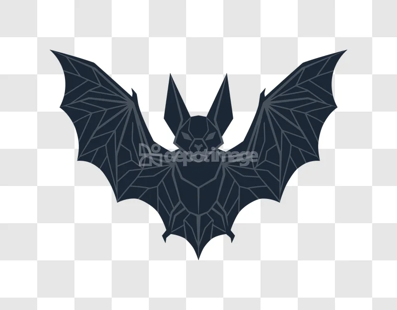 Geometric Dark Bat Halloween Art stylized dark blue bat with geometric patterns