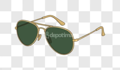 Gold Aviator Sunglasses Green Lenses Vector