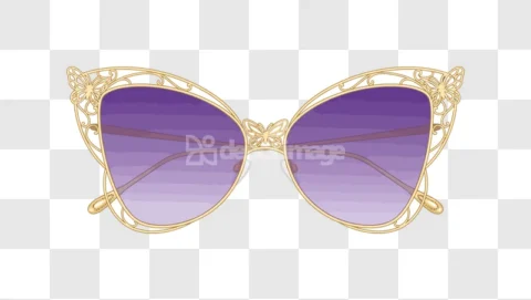 Gold Butterfly Sunglasses Purple Lenses