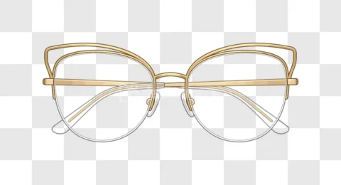 Gold Cat Eye Glasses Modern Style