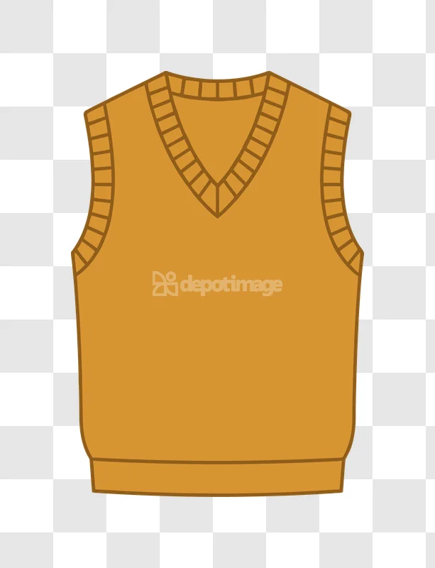 Golden Orange V Neck Sweater Vest flat design transparent background