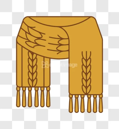 Golden Wheat Scarf Tassels Vector Illustration