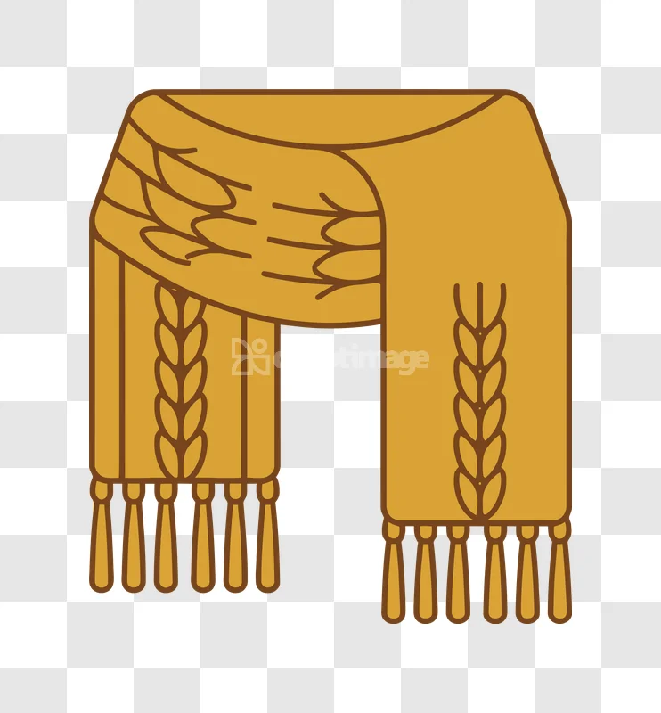 Golden Wheat Scarf Tassels Vector Illustration flat design transparent background