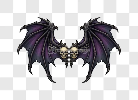 Gothic Bat Wings Skulls Halloween Spooky