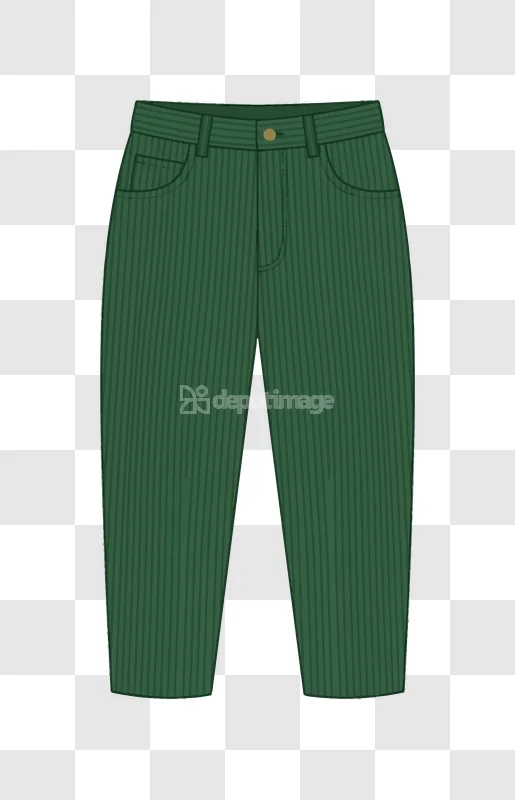 Green Corduroy Pants Illustration Vector Casual flat design green striped