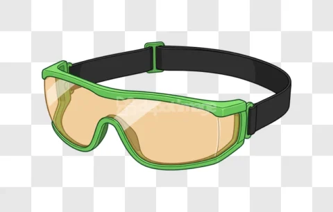 Green Safety Goggles Work Eyewear Vector