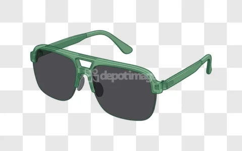 Green Sunglasses Aviator Style Angled View