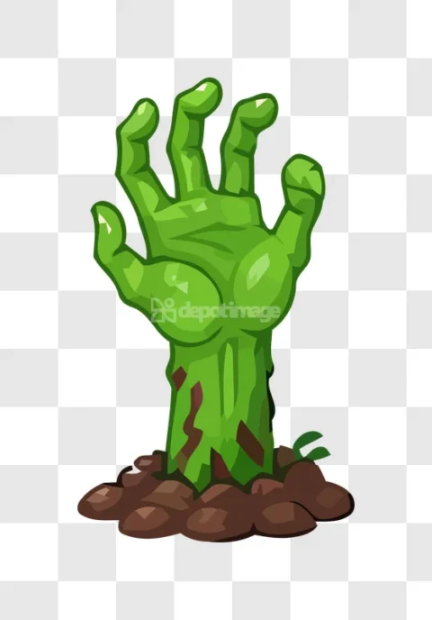 Green Zombie Hand Rising From Ground Vector