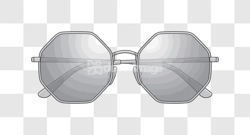 Grey Octagonal Sunglasses Fashion Accessory, light gray frames, clear lenses, modern style