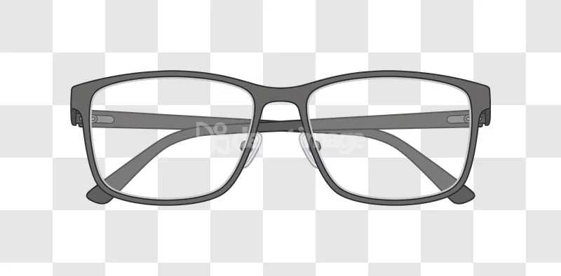 Grey Retro Style Reading Glasses Vector, sleek dark gray frames, transparent background
