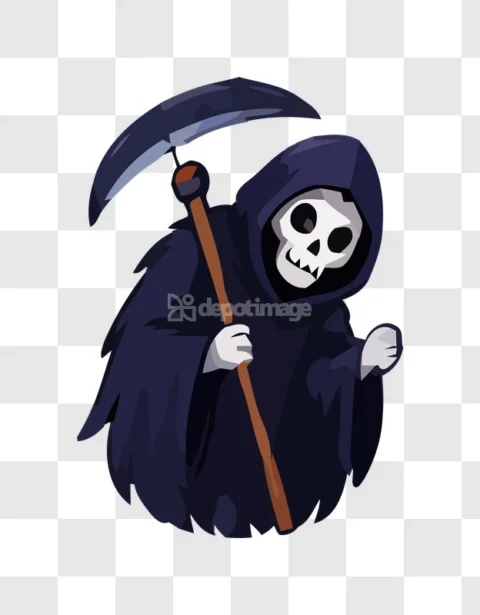 Grim Reaper Scythe Cartoon Vector Art Creepy