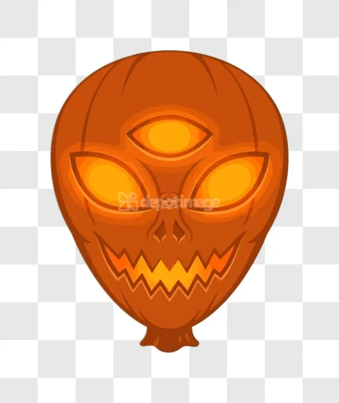 Halloween Alien Jack O Lantern Pumpkin Face Orange