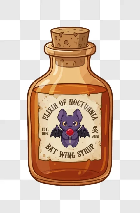 Halloween Bat Elixir Potion Bottle Cartoon