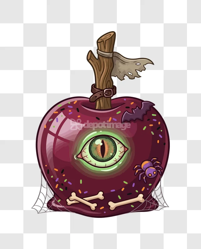 Halloween Candy Apple Eyeball Sprinkles: dark red, spooky, cartoon, transparent