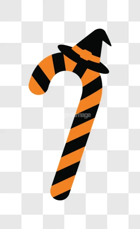 Halloween Candy Cane Witch Hat Orange Black