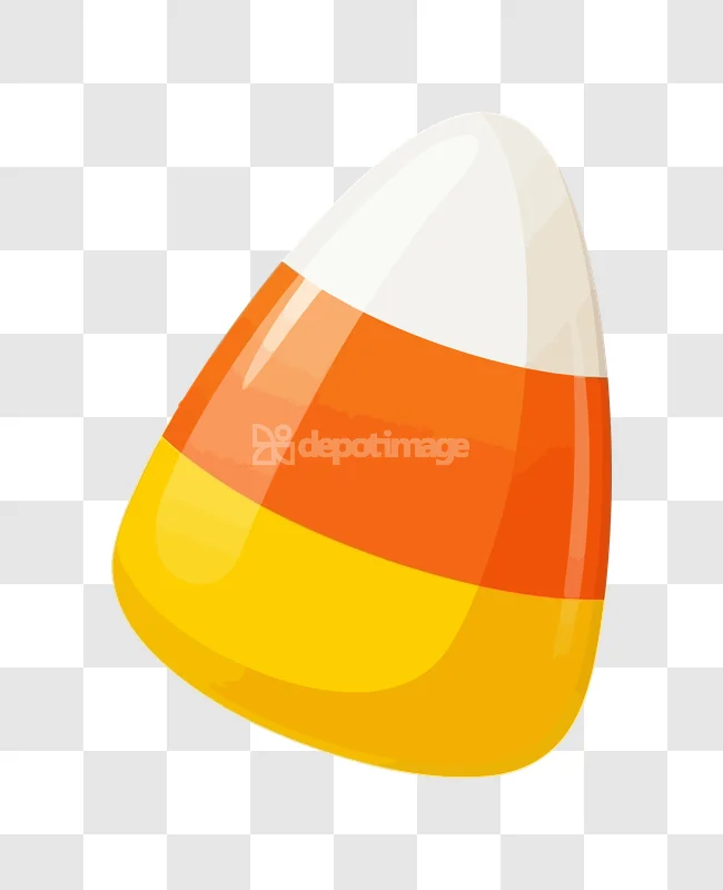 Halloween Candy Corn Illustration Sweet: vibrant orange yellow white striped candy.
