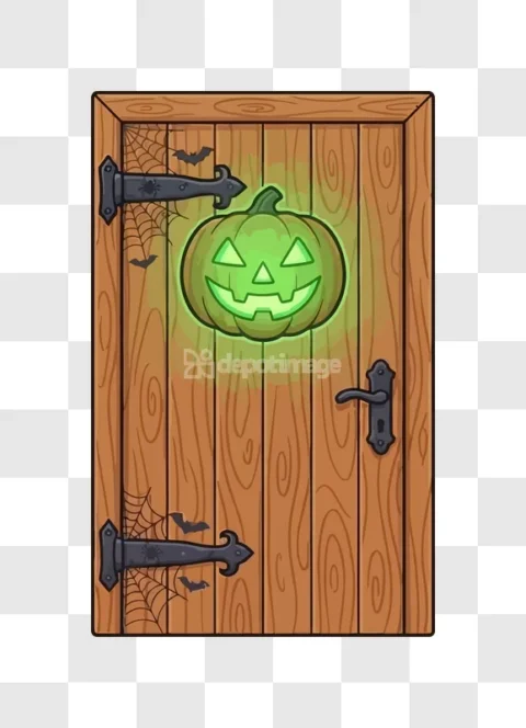 Halloween Glowing Pumpkin Spooky Door Bats Spider